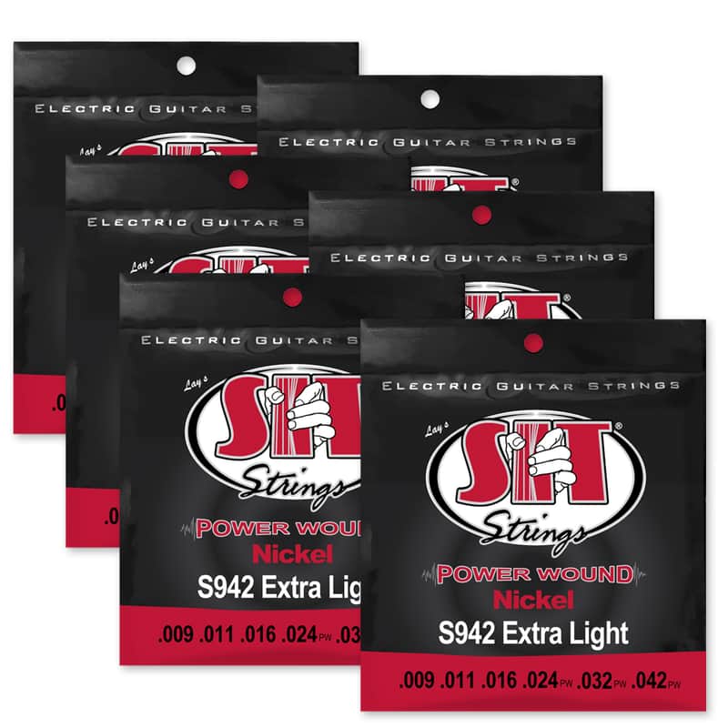 Immagine 6 Sets! SIT Strings S942 Extra Light Power Wound Nickel .009-.042 - 1