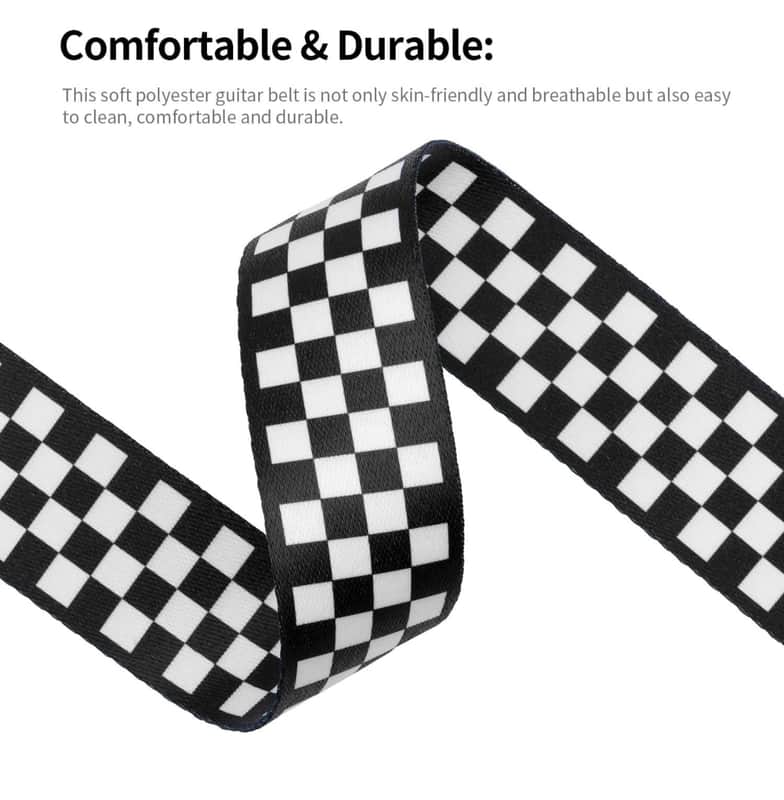 Electric Guitar Strap Black White Plaid Acoustic Guitar Strap Ukulele Bass Strap 2023 image 1