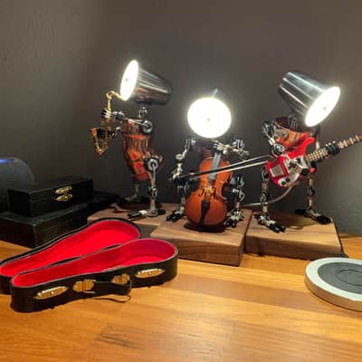 Cello Robot Cellist Ornaments Punk Industrial style Small Lamp Gift By Handmade,price include the import duty for US buyer image 3