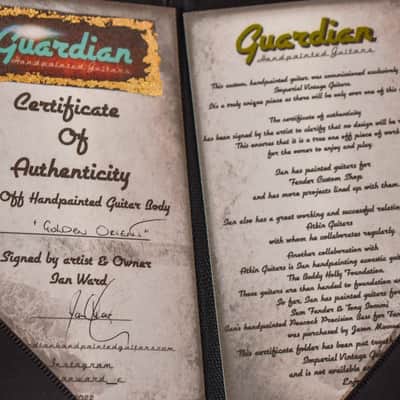 New Guardian Hand Painted Guitars "Golden Orient" Fender Jazzmaster w/HSC image 4