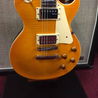 Tagima TLP Flamed Single-Cut Transparent Amber w/Hardshell Case [ProfRev] image 3