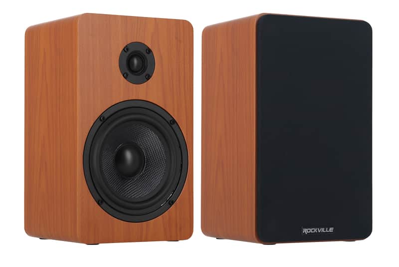Pair Rockville RockShelf 54C 360w Wood 5.25" Home Theater Bookshelf Speakers/4 Ohm image 1