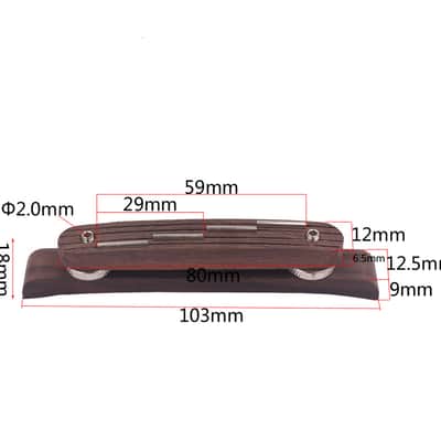 Mandolin Rosewood Archtop Bridge with Nickle Saddles Height Adjustable Compensated Bridge image 4