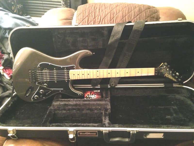 1980,s-86 Kramer Super Strat Style Elect,Guitar/ Metal Grey Metalic Gloss Map-le/Floyd+Hsc/Japan,Ex. image 1