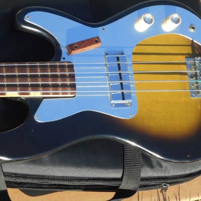 Very Cool Vintage Zim Gar EB1 Bass Guitar 1960s Sunburst Japan Teisco image 4
