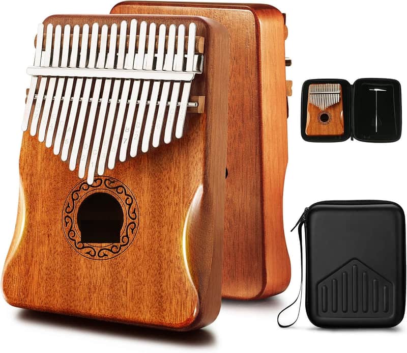 Kalimba Thumb Piano 17 Keys with Mahogany Wood,Mbira,Finger Piano Builts-in Waterproof Protective Box, Easy to Learn Portable Musical Instrument,Gift for Beginners (Mahogany) image 1