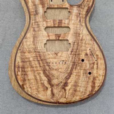Four Winds N2 HSH SPALT FLAME MAPLE+WALNUT+WHITE LIMBA+CA Sealer Hardtail Guitar Body *USA Made* Fits Strat Neck image 2