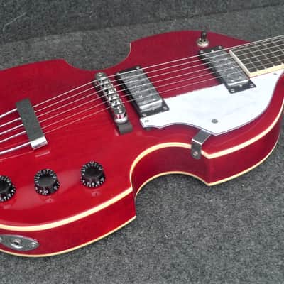 Hofner HI-459-PE-RD Beatle 6 String Electric Guitar Violin Body Shape Metallic Red image 1