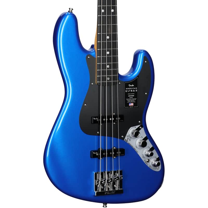 Fender American Ultra II Jazz Electric Bass, with Ebony Fingerboard (with Case), Noble Blue image 1