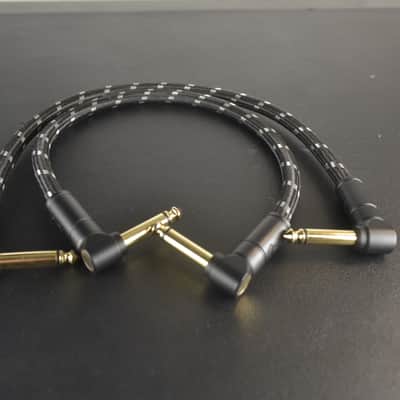 Fender Deluxe Series Angled / Angled TS Patch Cable - 1' x 2 2010s - Black Tweed image 1
