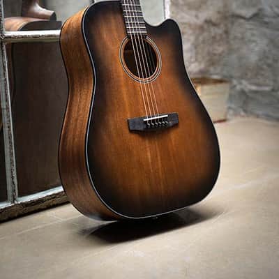 Cort Core DC Dreadnought Acoustic-Electric, Mahogany Open Pore Black Burst w/Case image 11