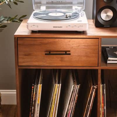 Crosley KT400A Fully Automatic Bluetooth 2-Speed Turntable with S100A Stereo Speakers, White-NEW image 4