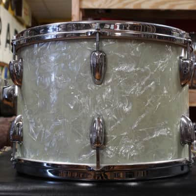 1960s Slingerland Gene Krupa Deluxe Outfit in White Marine Pearl 14x20 9x13 16x16 image 13