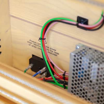 2 Many Synths 10U 60HP solid ash Eurorack case with YELLOW coloured linseed oil and GOLD rails 2024 - Yellow coloured linseed oil image 5