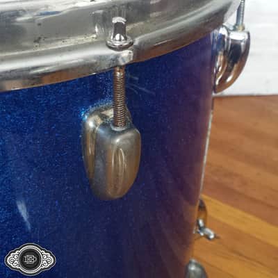 Slingerland early 1960s 3 ply bop toms 12" rack tom 14" floor tom Blue Sparkle image 9