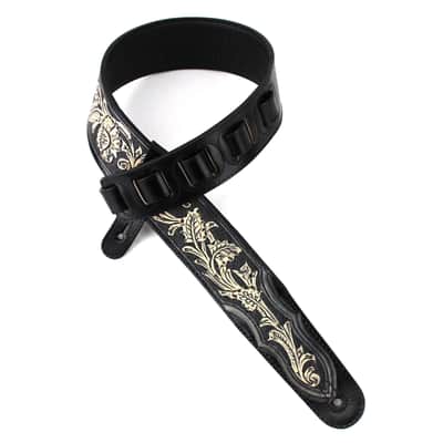 Walker And Williams KH-02-BLK Onyx Black Carving Leather Top With Tooled Floral Vine & Western Ends image 6