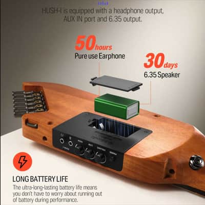 Donner HUSH-I Acoustic Electric Travel Portable Guitar in Mahogany Black image 5