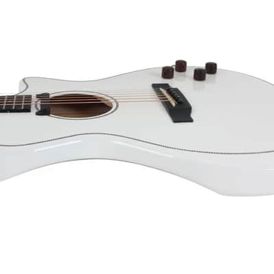 Swing Hybrid-White All Solid Electric Acoustic Slim Guitar Piezo Magnetic Pickup image 4