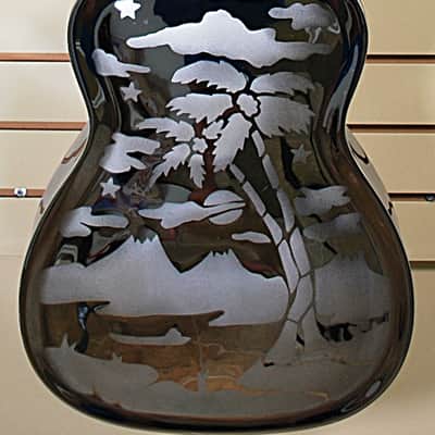 1995 Dobro USA DM-33H DM33H Chromed Brass Resonator Round Neck Guitar w Etched Hawaiian Motif Excellent Condition w OHSC and Booklet. image 4