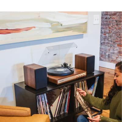 Crosley C65  Record Player with speakers system Belt-Drive 2-Speed  Turntable Record Walnut and Gold- NEW image 12
