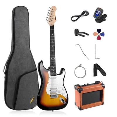 ADM Full Size 39 inch Electric Guitar Package - Sunburst image 1