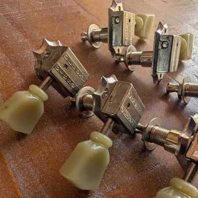 2001 Gibson Deluxe Tulip Vintage Style Tuning Pegs Set 3+3 CLEAN image 5