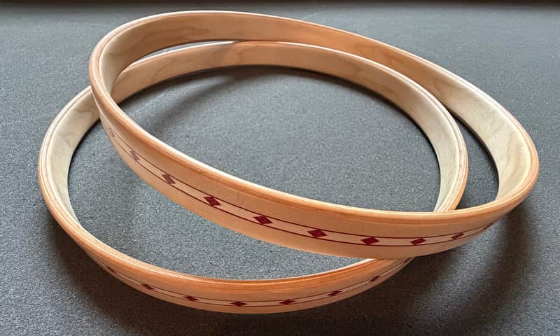 Craviotto 10" Wood Hoops with Red Inlay image 1