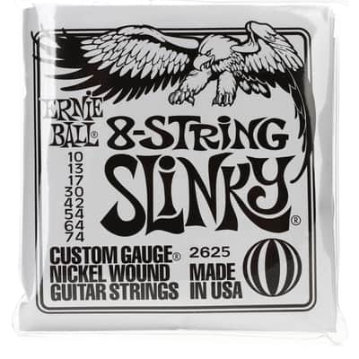Ernie Ball 2625 Regular Slinky Nickel Wound Electric Guitar Strings - .010-.074 8-string  Bundle with Ernie Ball 2620 Power Slinky Nickel Wound Electric Guitar Strings - .011-.058 7-string image 2