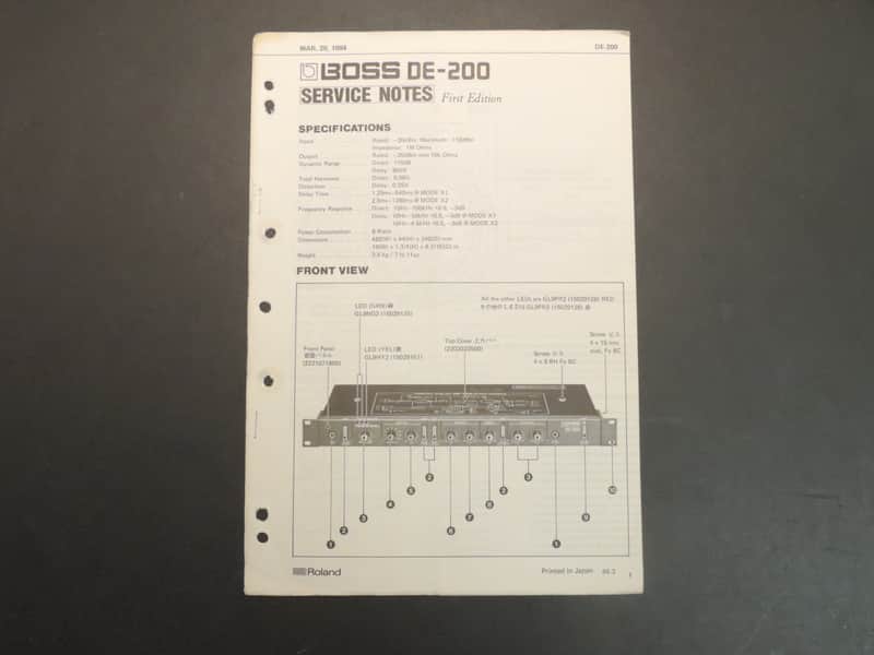 Boss DE-200 Service Notes [Three Wave Music] image 1