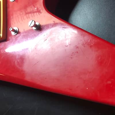 VINTAGE ANTARES FLYING V FOR PARTS & REPAIR 80s - RED image 3