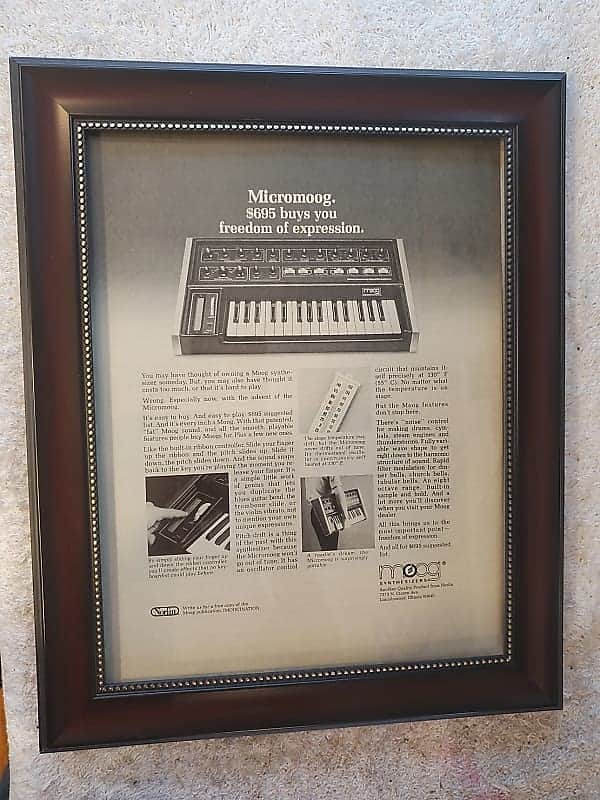 1976 Moog Synthesizers Promotional Ad Framed Moog Micromoog Original image 1