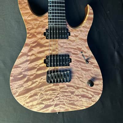 Mayones Duvell elite 7 custom shop 2018 - 5A Quilted Trans jeans purple satin Bareknuckle TKO image 7