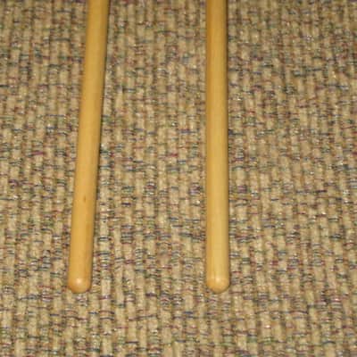 one pair new old stock A+ Mike Balter MB5B (5B) Medium Hard Keyboard Mallets - 1" diameter Oval Dark Green Rubber HEADS and Natural Birch HANDLES (for Marimba, Xylophone) mid to late 1990s (+ packaging) Unwound Series image 8