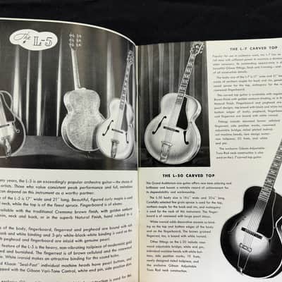 Gibson Late 40's Catalog Reprint 1992 L-5 7 50 J-45 LG-2 Southern Jumbo A-50 ES-300 150 125 Southerner image 2