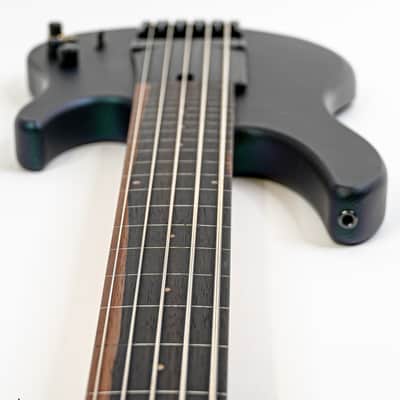 Swan Alpha 5-String Fretless Bass Iridescent Purple/Green w/ Finger Ramp, Brass Nut, 18v Preamp image 8