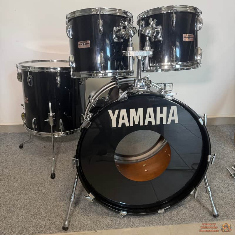 Yamaha 8000 Tour Custom 22,12,13,16 Drum Kit 1989 - Solid Black image 1
