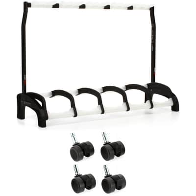 K&M 17515 Guardian 5 Guitar Stand and 4 Casters - Black with Translucent Supports image 1