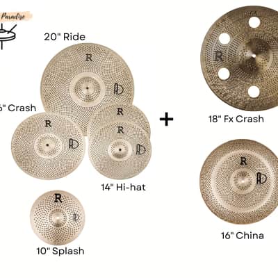Agean Cymbals Regular R Low Noise Cymbal Set + 18" FX Crash + 16" China, 10" Splash image 1