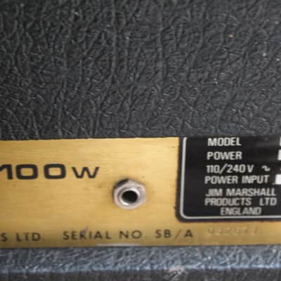 MARSHALL 1992 JMP Super Bass 100w of 1977 with her Cabinet 4x12 image 13