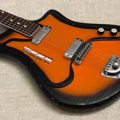 1960’s D’Scala Deluxe Electric Guitar Orange & Black Made in Italy Rare Bizarre + Case image 7