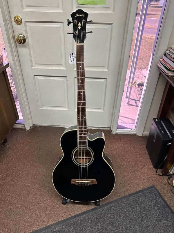 Used Ibanez 4 String Acoustic/Electric Bass Black Local Pick Item image 1