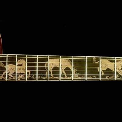 Acoustic Guitar Handmade by Blueberry, 6 String Wood Horse Motif Guitar,Custom Handcrafted Wooden Guitar, Dreadnought Guitar,Steel String image 6
