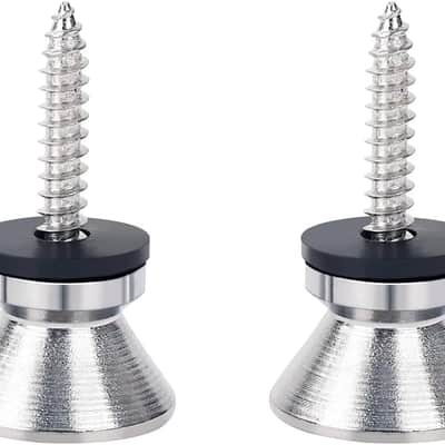 Guitar Strap Buttons Metal End Pins with Mounting Screws for Acoustic/Electric Strat Tele Guitars Pack of 2 Chrome image 4