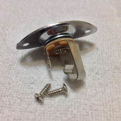 Chrome Finish Football Jack Plate with Switchcraft #11 Jack and Screws image 2
