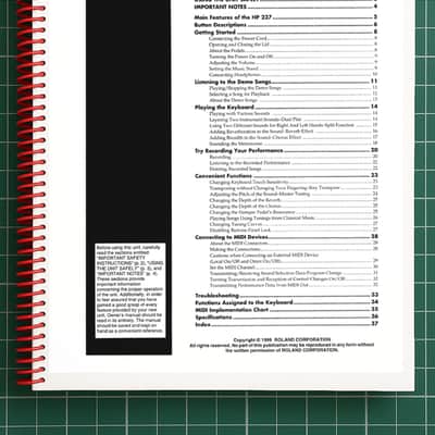 Roland HP237 — 2 in 1 Owners Manual User Instructions — 43 Pages — USA Made