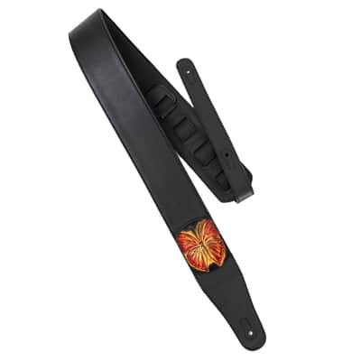 Walker & Williams WW-CVG-166 Scarlet Red And Gold Glider Butterfly Design On Black Padded Strap 2021 image 6