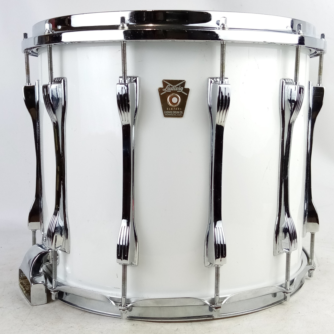 Ludwig 12x14"White Cortex Monroe Coliseum Twin Channel Snare Drum Vintage 90s — main photograph