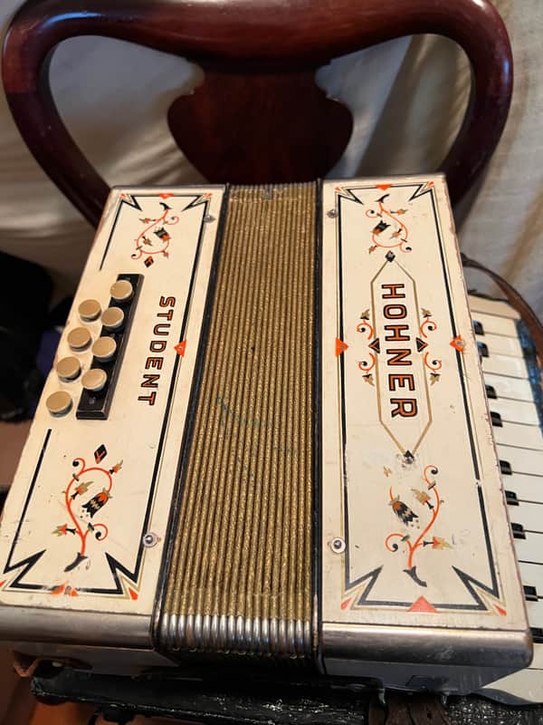 hohner student accordion. see details white image 1