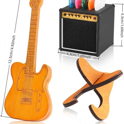Guitar Picks Holder Box, Pick Display Holder, Amp Speaker Styled Pick Holder and Wooden Guitar Pick Holder with Stand, Pick Storage Box Set for Guitar Players and Music Enthusiasts image 2
