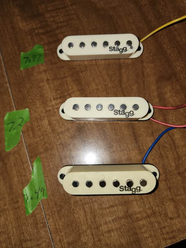 Stagg Set of 3 Single Coil Ceramic Stratocaster Type Pickups w/ Covers @7-8k image 1